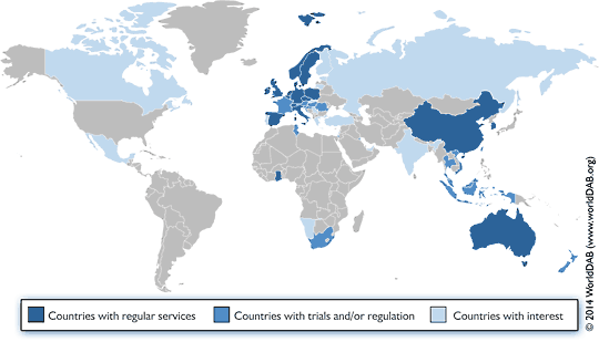 Coverage Map of DAB / DAB + Digital Radio in 2014
