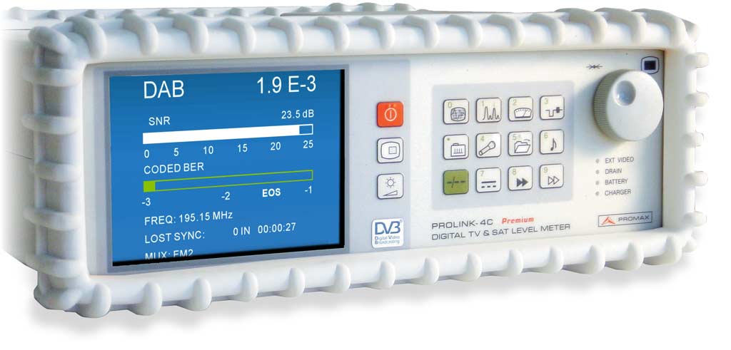 The PROLINK-4 Premium field strength meter by PROMAX, the best choice for installers along many years, which already included the first version of the DAB standard. 