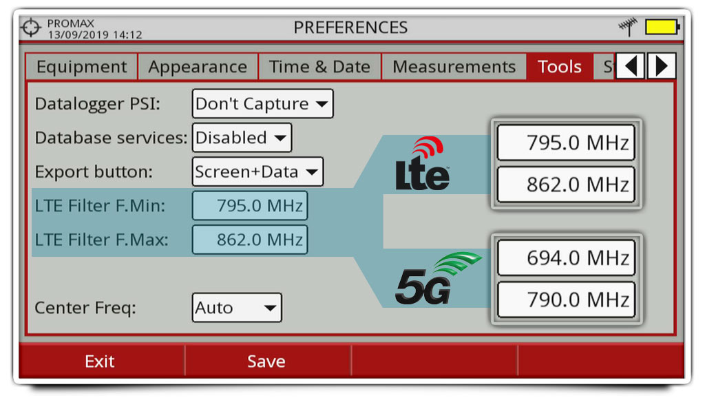 Adjusting the frequency band under analysis in the LTE Ingress Test for the 5G